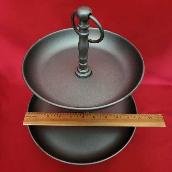 2 Tier Circular Silver Plated Cake Stand Dessert Table Tray Metal Server - Picture 7 of 14